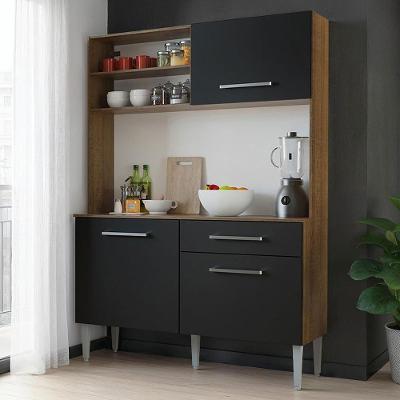Cozinha Completa Compacta 120cm Life Rústico Preto Madesa