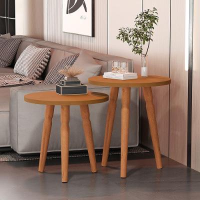 Conjunto Kit Mesa De Cabeceira Redonda Canto Apoio Cama Quarto Atalanta Nature