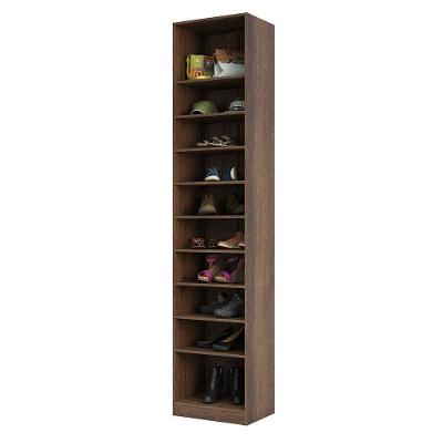 Guarda Roupa Closet Sem Porta 50,3cm Módulo Sapateira Com 9 Prateleiras Prime Luciane Móveis Nogueira Dourado