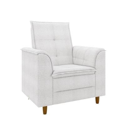 Poltrona Decorativa Estofada Confortável Sala Isis Bouclê Cor:off White
