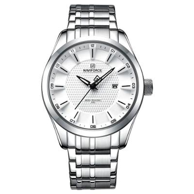 Relógio De Pulso Masculino Data Automática De Aço Inoxidável Esportivo Impermeavel Branco Prata