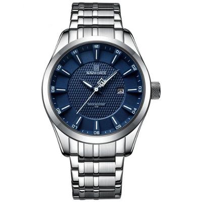 Relógio De Pulso Masculino Data Automática De Aço Inoxidável Esportivo Impermeavel Azul Prata
