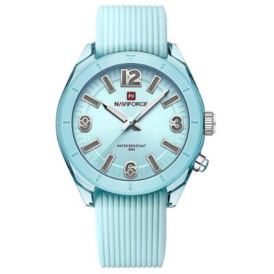 Relógio De Pulso Feminino Quartzo Pulseira Silicone à Prova D´água Casual Analógico Azul Claro