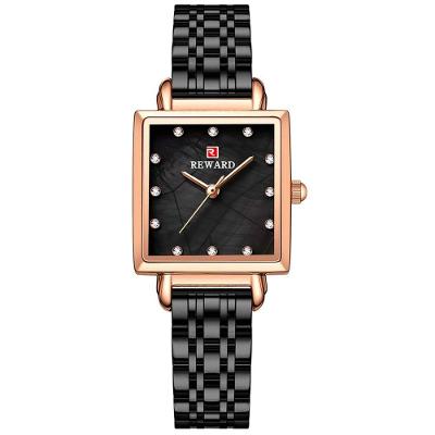 Relógio De Pulso De Quartzo Quadrado Feminino Impermeável Com Strass Elegante Preto