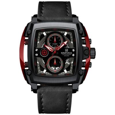 Relógio Masculino Mostrador Grande Design Tonneau à Prova D 'água Vermelho