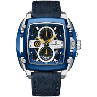 Relógio Masculino Mostrador Grande Design Tonneau à Prova D 'água Azul