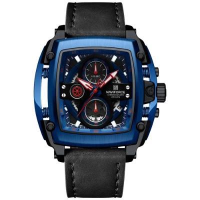 Relógio Masculino Mostrador Grande Design Tonneau à Prova D 'água Preto Azul