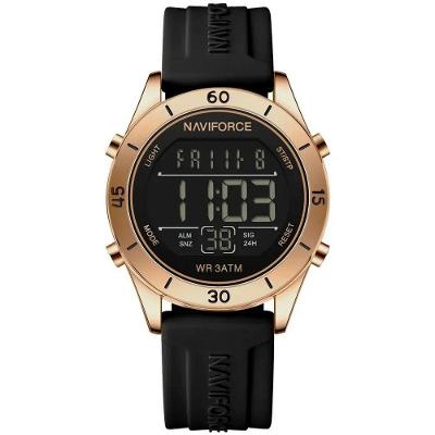 Relógio Feminino Esportivo Tela Lcd Digital Pulseira Silicone Impermeavel 3atm Preto Dourado