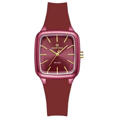 Relogio Feminino Design Quadrado Casual Simples Impermeavel Pulseira Silicone Vermelho