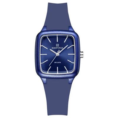 Relogio Feminino Design Quadrado Casual Simples Impermeavel Pulseira Silicone Azul