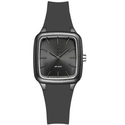 Relogio Feminino Design Quadrado Casual Simples Impermeavel Pulseira Silicone Cinza