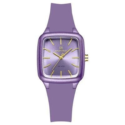 Relogio Feminino Design Quadrado Casual Simples Impermeavel Pulseira Silicone Roxo