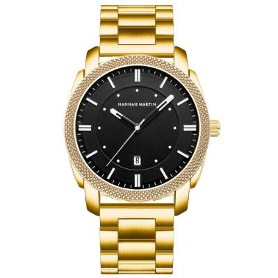 Relógio Quartzo Impermeável De Aço Inoxidável Masculino Esportivo Estilo Casual Dourado
