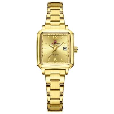 Relógio Feminino Design Quadrado Casual De Quartzo Impermeavel De Aço Inoxidavel Dourado