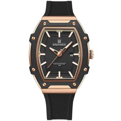 Relógio Feminino De Quartzo De Silicone Casual Tonneau Pulseira De Silicone Impermeavel Preto