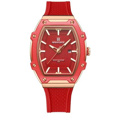 Relógio Feminino De Quartzo De Silicone Casual Tonneau Pulseira De Silicone Impermeavel Vermelho