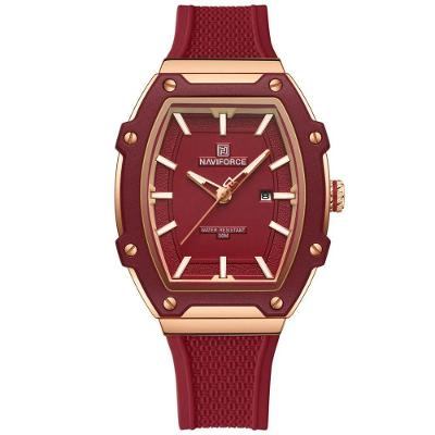 Relógio Feminino De Quartzo De Silicone Casual Tonneau Pulseira De Silicone Impermeavel Marsala