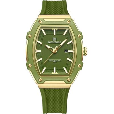 Relógio Feminino De Quartzo De Silicone Casual Tonneau Pulseira De Silicone Impermeavel Verde