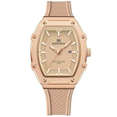 Relógio Feminino De Quartzo De Silicone Casual Tonneau Pulseira De Silicone Impermeavel Bege