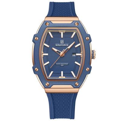 Relógio Feminino De Quartzo De Silicone Casual Tonneau Pulseira De Silicone Impermeavel Azul