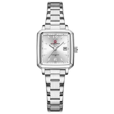 Relógio Feminino Design Quadrado Casual De Quartzo Impermeavel De Aço Inoxidavel Prata
