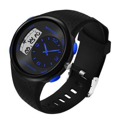 Relógio Sanda Eletrónico Digital De Dupla Exibição 50 M Design Preto Azul