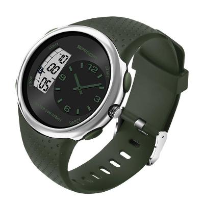 Relógio Sanda Eletrónico Digital De Dupla Exibição 50 M Design Preto Verde