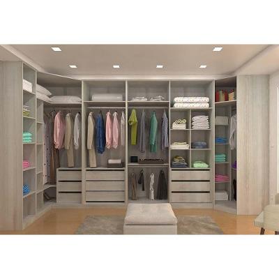 Guarda Roupa Canto 9 Gavetas, 5 Cabideiros Legno Crema