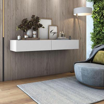 Aparador Buffet Suspenso 110cm Em Mdf Sala Hall De Entrada Branco
