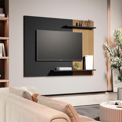 Painel Sala Suspenso Para Tv Até 55 Polegadas Menfis Preto Ripado