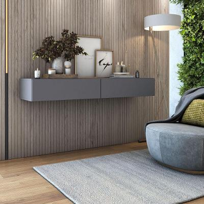 Aparador Buffet Suspenso 110cm Em Mdf Sala Hall De Entrada Cinza