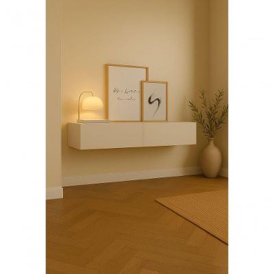 Aparador Bancada 110cm Suspenso 2 Gavetas Em Mdf Estilo Clássico Off