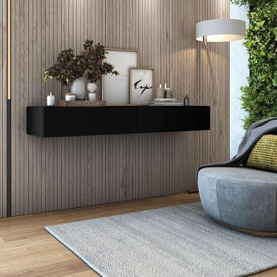 Aparador Buffet Suspenso 110cm Em Mdf Sala Hall De Entrada Preto