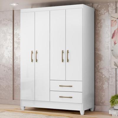 Guarda Roupas Solteiro 4 Portas Chile Branco Branco