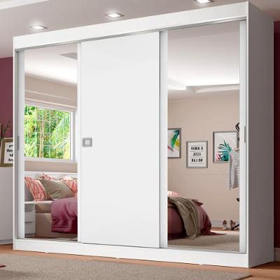 Guarda-Roupa Casal Napoli 3 Portas 2 Espelhos Branco Madesa