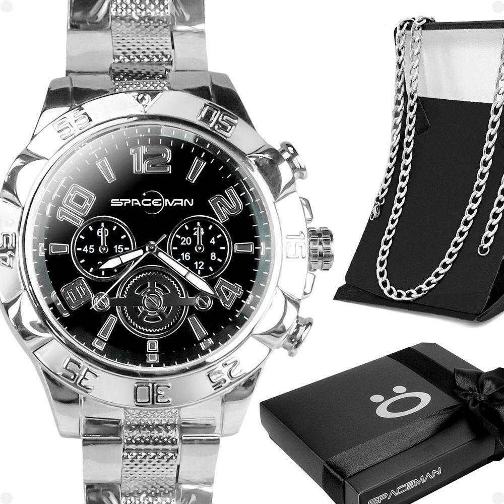 Relógio Masculino Prata Aço Inox + Caixa + Cordão Crucifixo Original Grande Presente Social Casual - 1