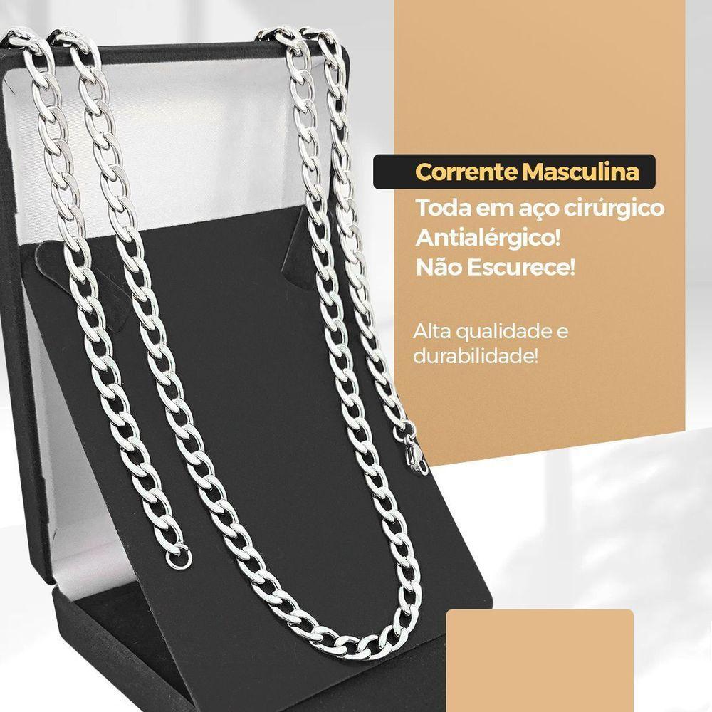 Relógio Masculino Prata Aço Inox + Caixa + Cordão Crucifixo Original Grande Presente Social Casual - 4