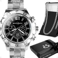 Relógio Masculino Prata Aço Inox + Caixa + Cordão Crucifixo Original Grande Presente Social Casual - 1