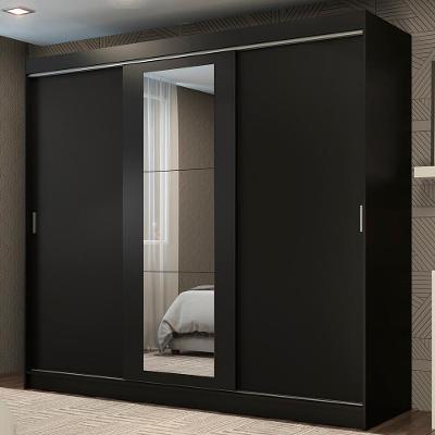 Guarda-roupa Casal Kansas 3 Portas de Correr com Espelho 3 Gavetas Madesa