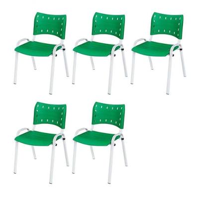 Cadeira Iso Base Branco Igreja, Escola, Escritório - Verde Kit 5 Peças