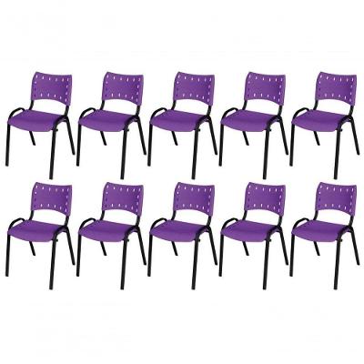 Cadeira Iso Base Preto Igreja, Escola, Escritório - Violeta Kit 10 Peças
