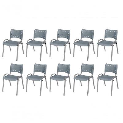 Cadeira Iso Base Cinza, Igreja, Escola, Escritório -cinza Kit 10 Peças