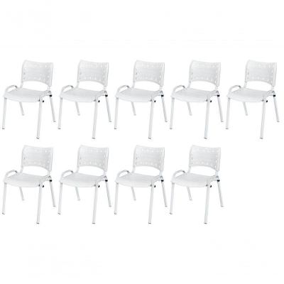Cadeira Iso Base Branco Igreja, Escola, Escritório - Branco Kit 9 Peças