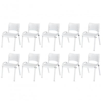 Cadeira Iso Base Branco Igreja, Escola, Escritório - Branco Kit 10 Peças