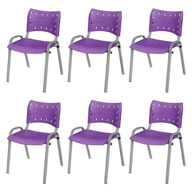 Cadeira Iso Base Cinza, Igreja, Escola, Escritório -violeta Kit 6 Peças