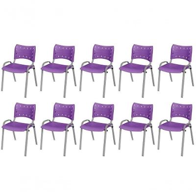 Cadeira Iso Base Cinza, Igreja, Escola, Escritório -violeta Kit 10 Peças