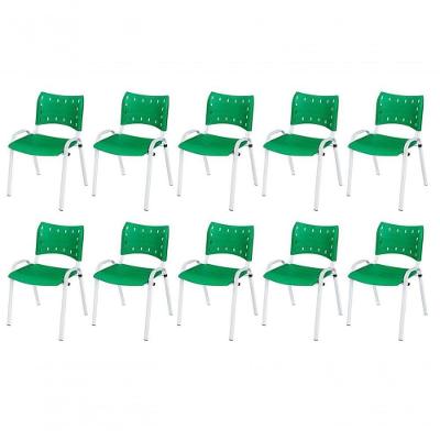 Cadeira Iso Base Branco Igreja, Escola, Escritório - Verde Kit 10 Peças