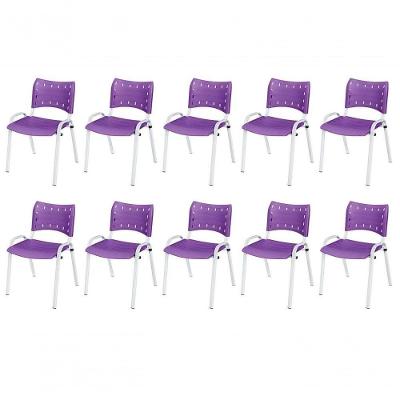 Cadeira Iso Base Branco Igreja, Escola, Escritório - Violeta Kit 10 Peças