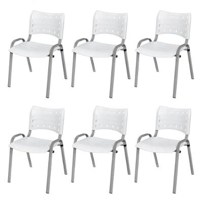 Cadeira Iso Base Cinza, Igreja, Escola, Escritório - Branco Kit 6 Peças