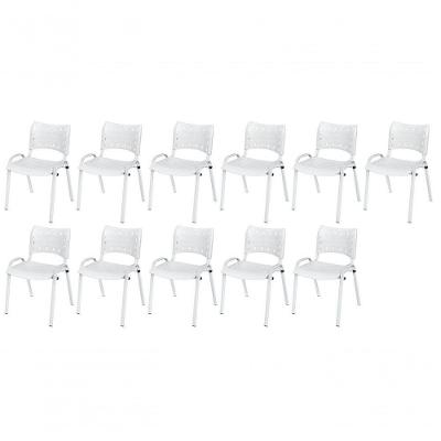 Cadeira Iso Base Branco Igreja, Escola, Escritório - Branco Kit 11 Peças